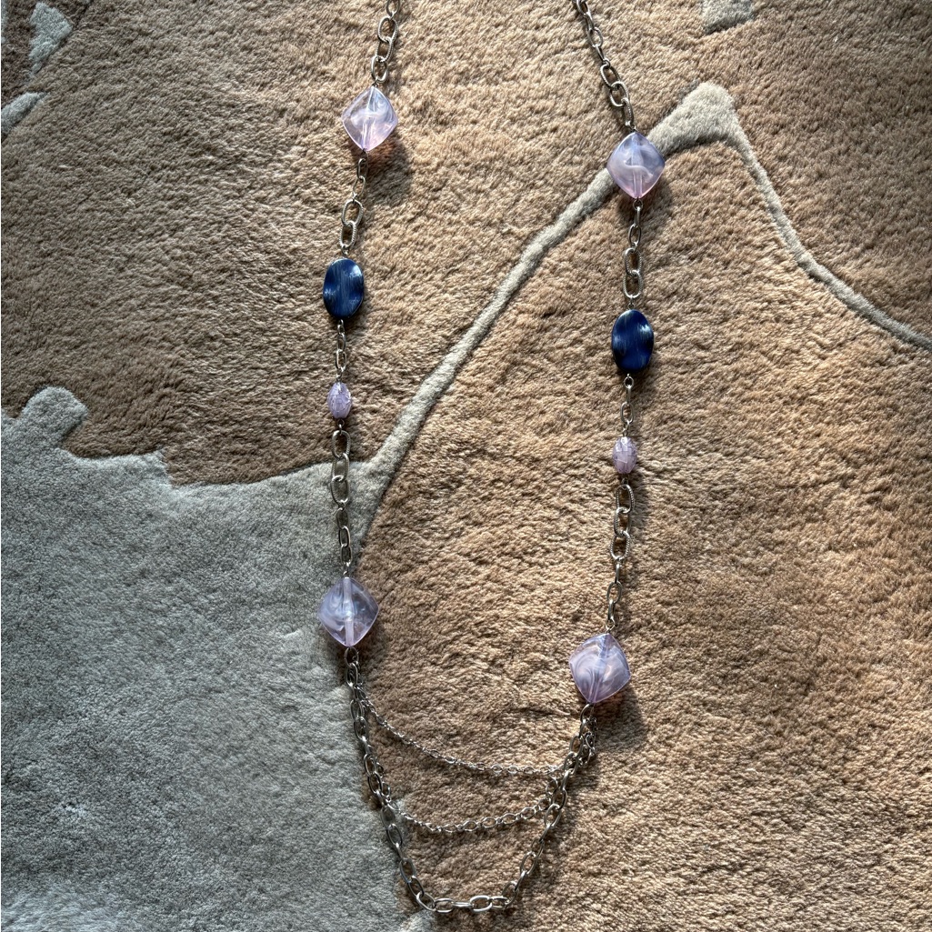 New York And Company Silver And Purple Necklace